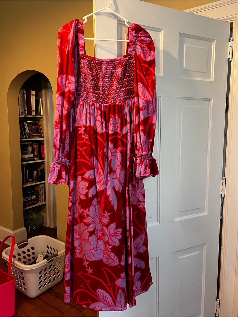 FARM Rio Burgundy and Pink Floral Puff-Sleeve Maxi Dress - Picture 6 of 16